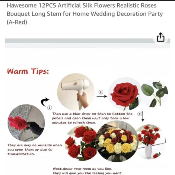 Dozen Red Artificial Faux Roses- 12 Roses - Picture 6 of 6